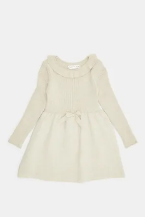 Infant Girls Beige Knitted Dress