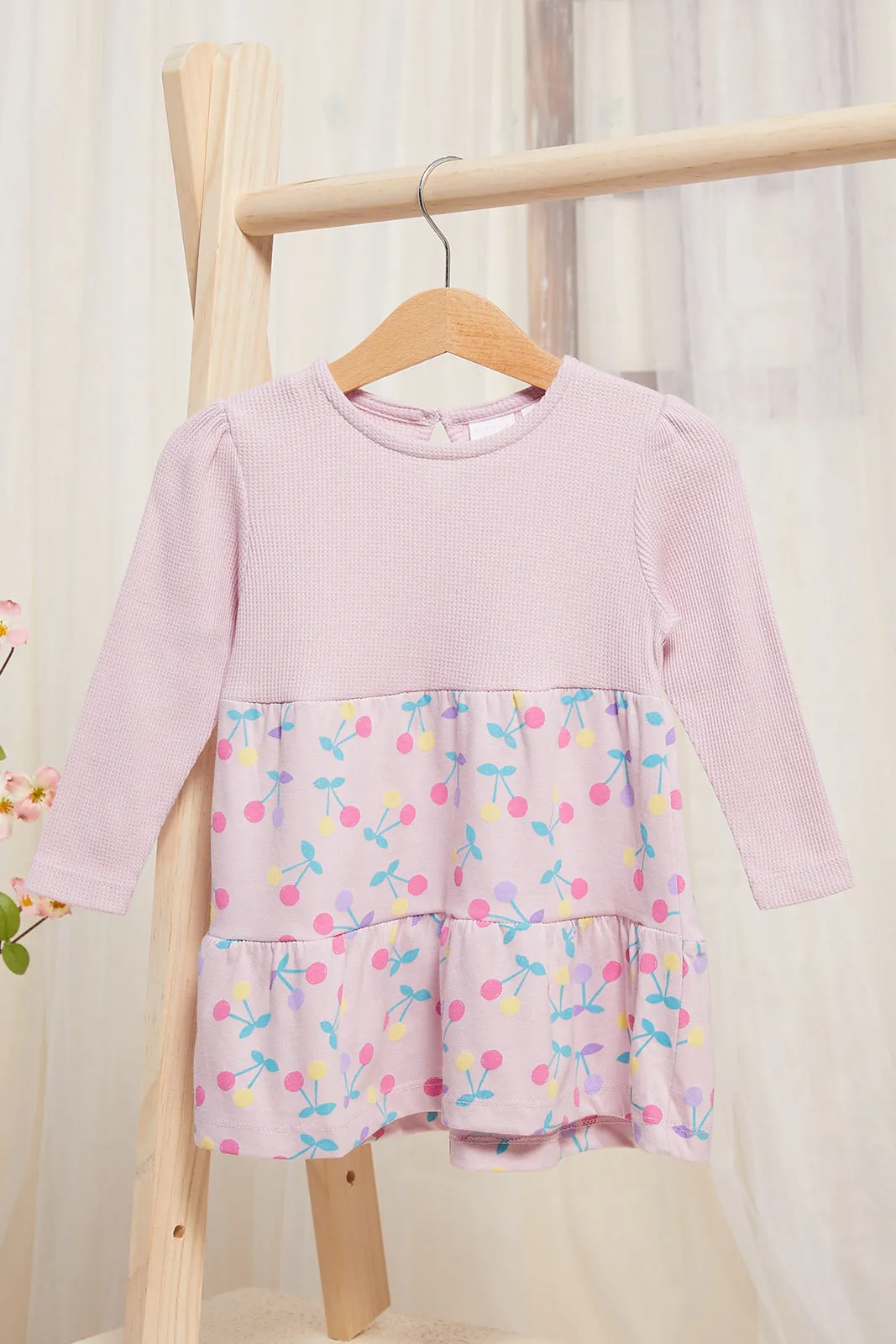 Infant Girls Lilac Cherry Printed Dress