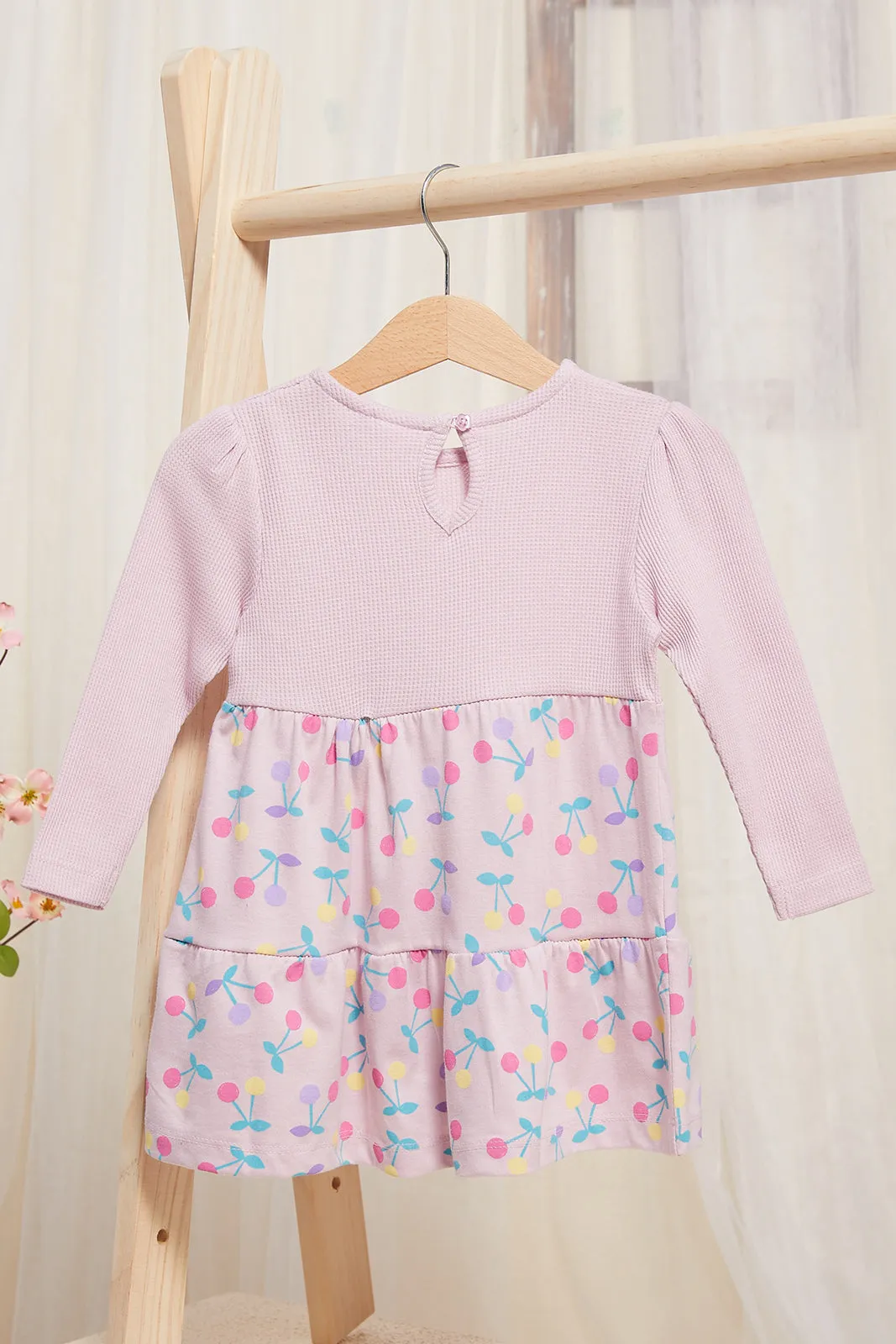 Infant Girls Lilac Cherry Printed Dress