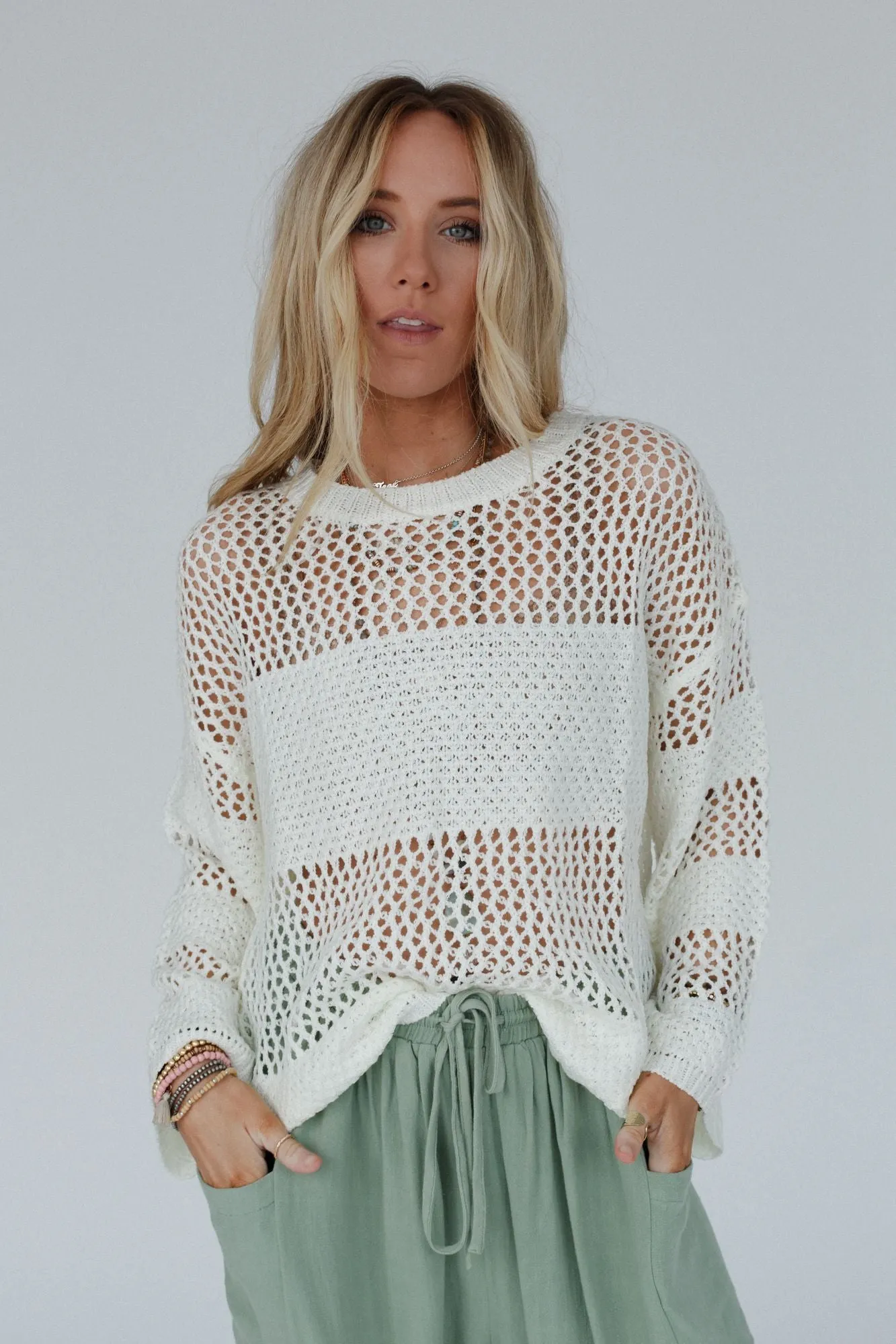 Ivory Open Knit Top - Sweet Peek