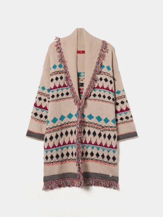 Jacquard knit coat