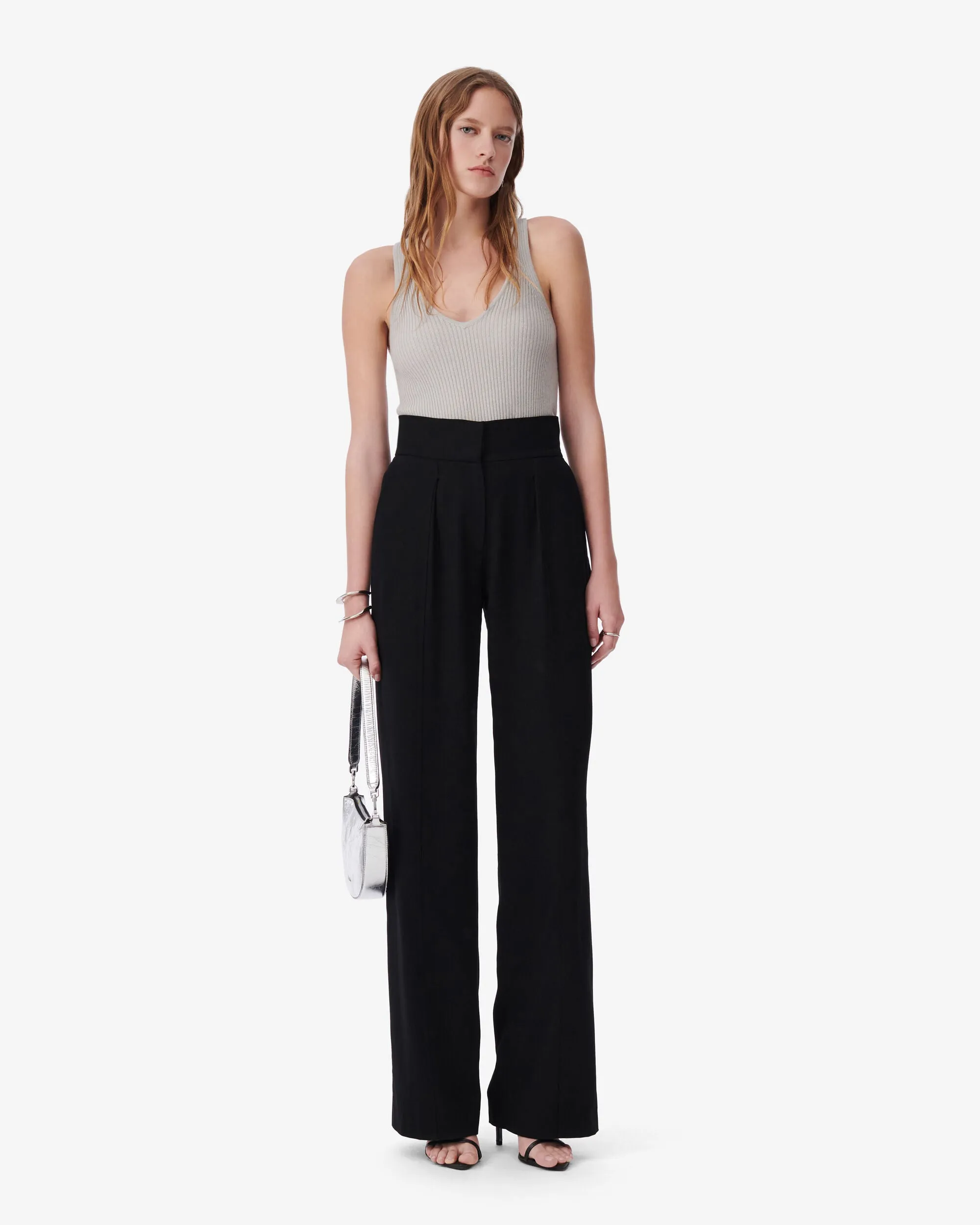 KAIRI high-waist straight cut trousers, black