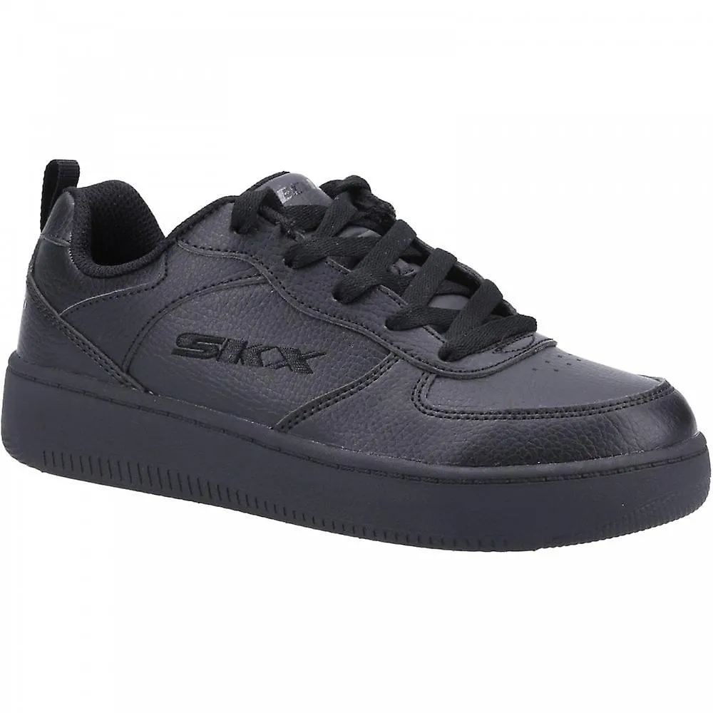 Kids Black Skechers Sport Court 92 Childrens School Trainers