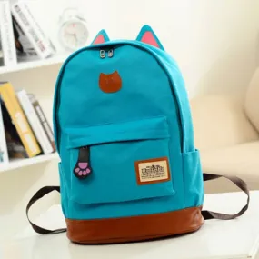 Kitten Print College Backpacks