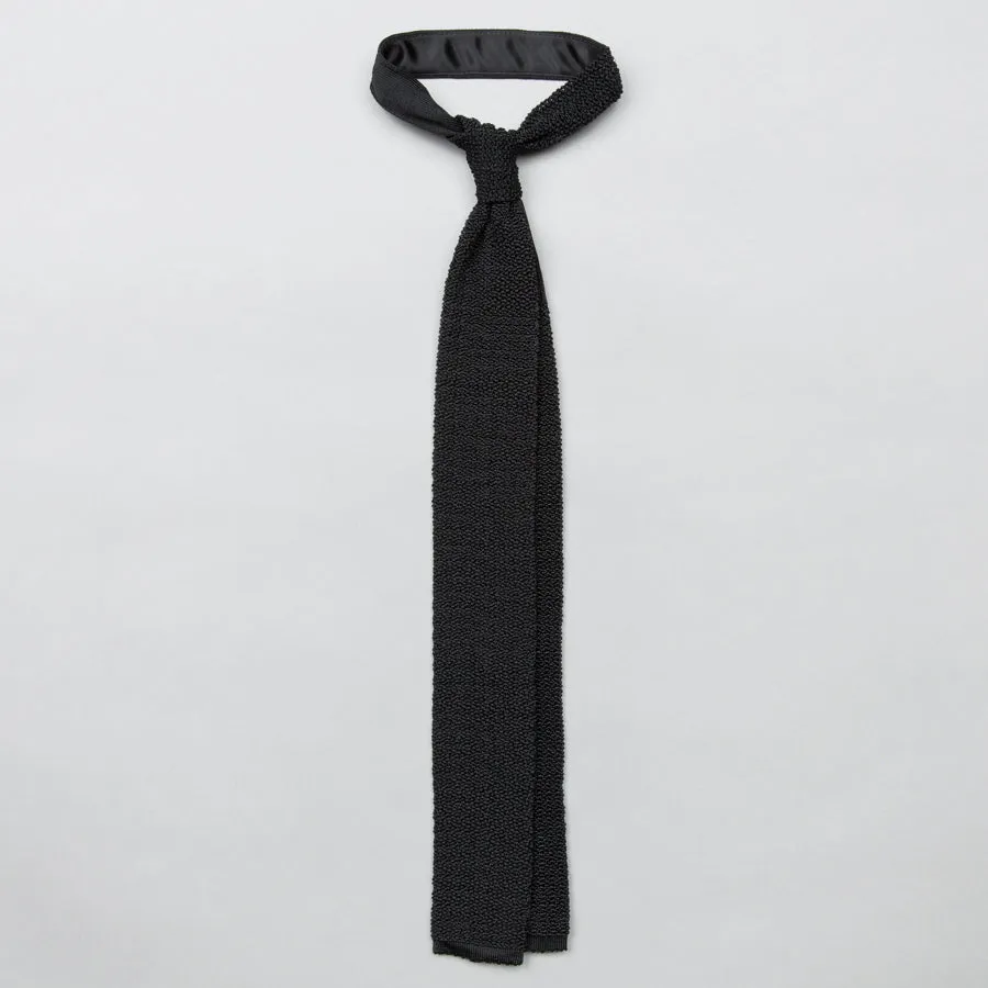 KNIT SILK TIE BLACK