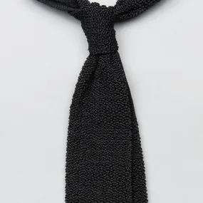 KNIT SILK TIE BLACK