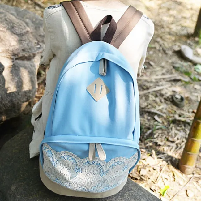 Lace Canvas Backpacks - Fresh, Simple, and Cute