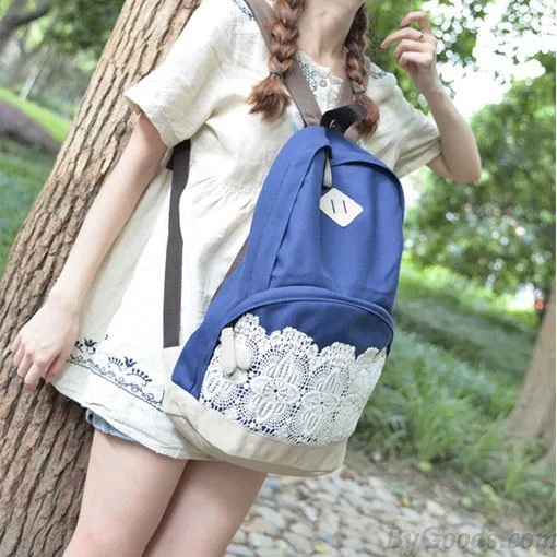 Lace Canvas Backpacks - Fresh, Simple, and Cute