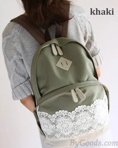 Lace Canvas Backpacks - Fresh, Simple, and Cute