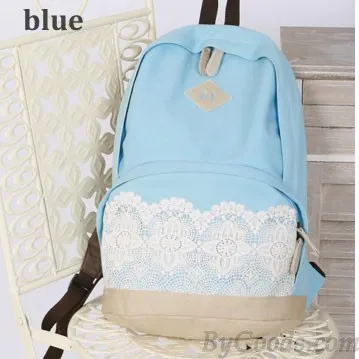 Lace Canvas Backpacks - Fresh, Simple, and Cute