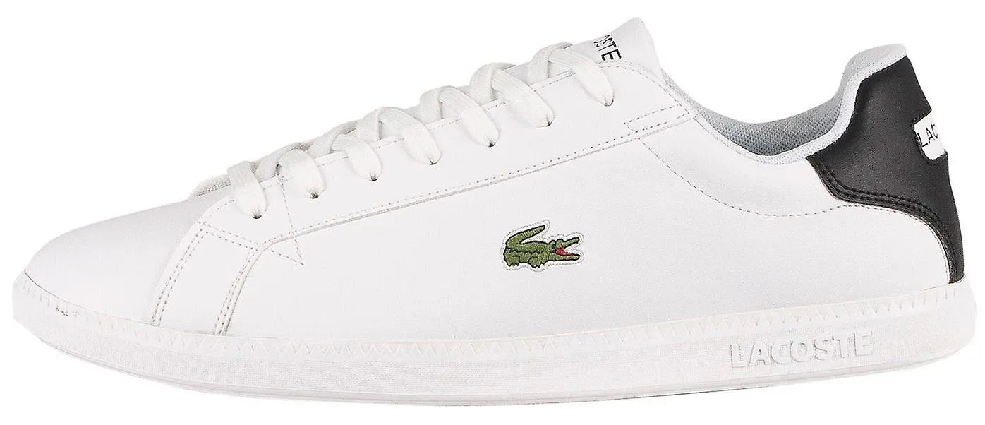 Lacoste Men's Trainers Graduate 0121 1 in White and Black Leather, Size 8.