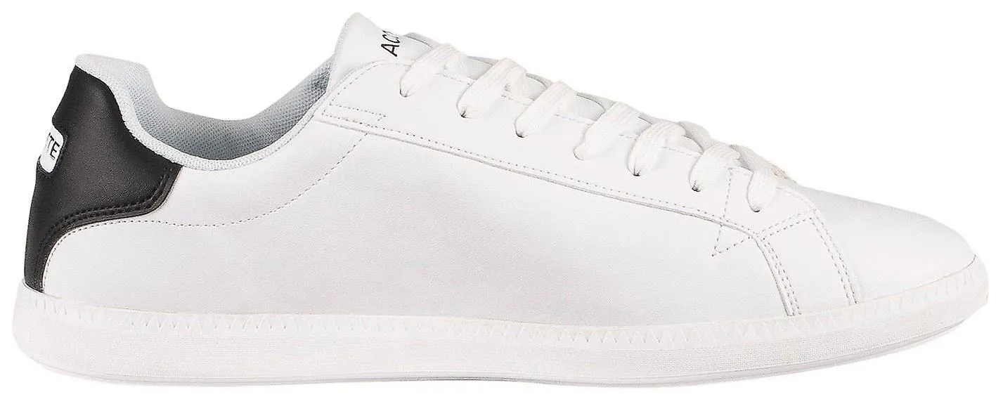 Lacoste Men's Trainers Graduate 0121 1 in White and Black Leather, Size 8.