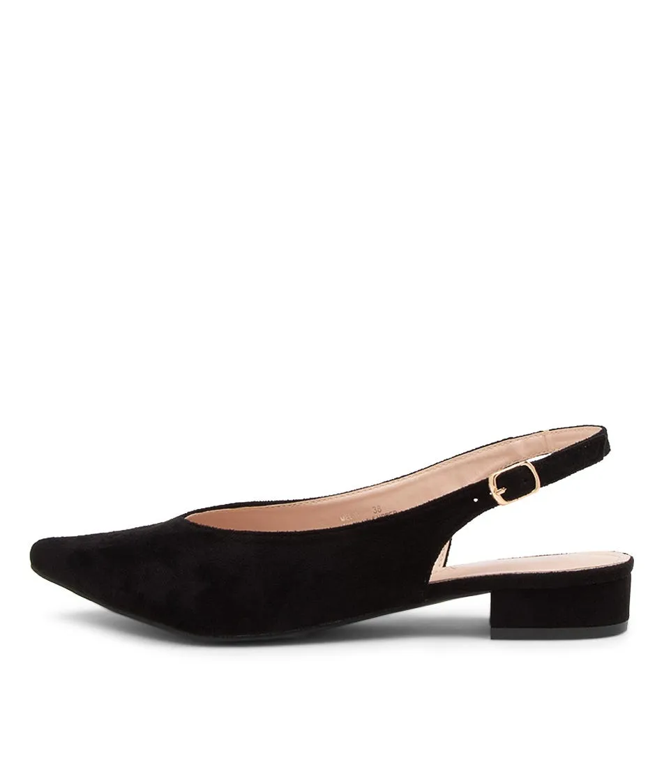 LAGUNA QUAYS Mel Black Microsuede Heels