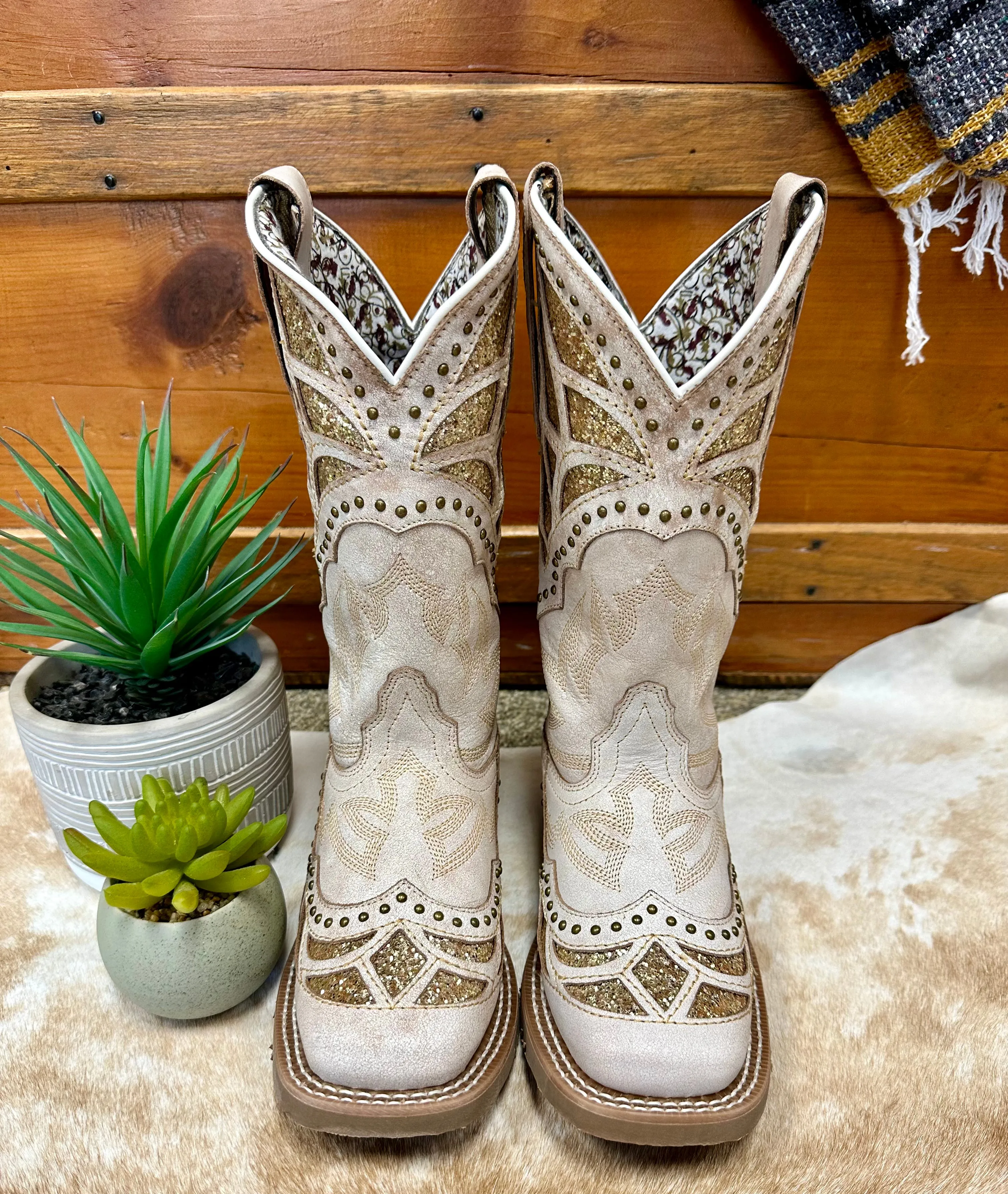 Laredo Bone Eternity Cowgirl Boots with Underlay - Style 5867