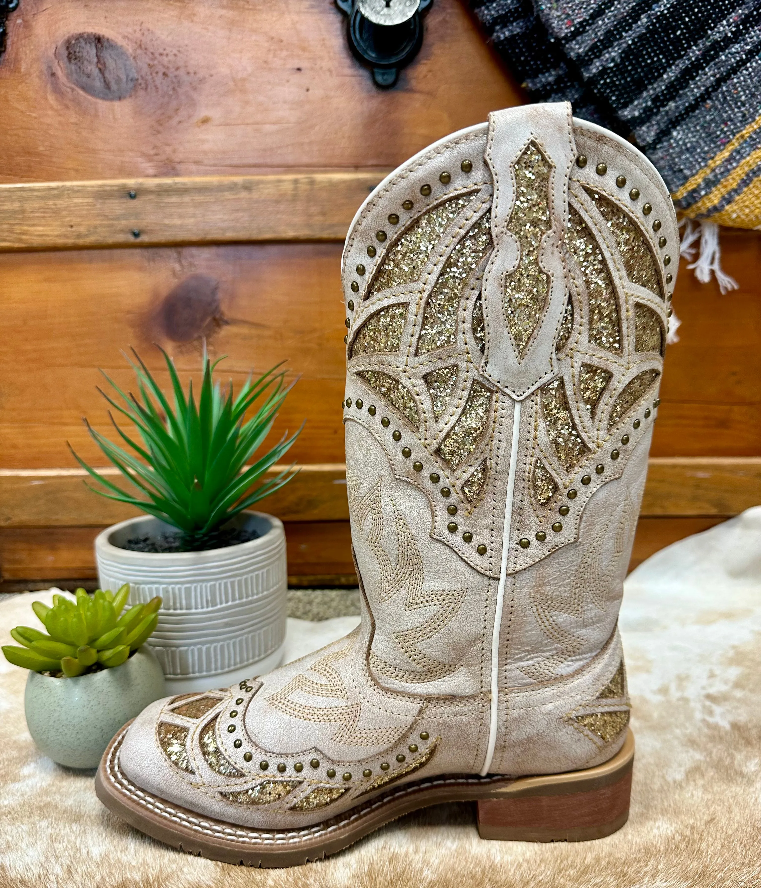 Laredo Bone Eternity Cowgirl Boots with Underlay - Style 5867