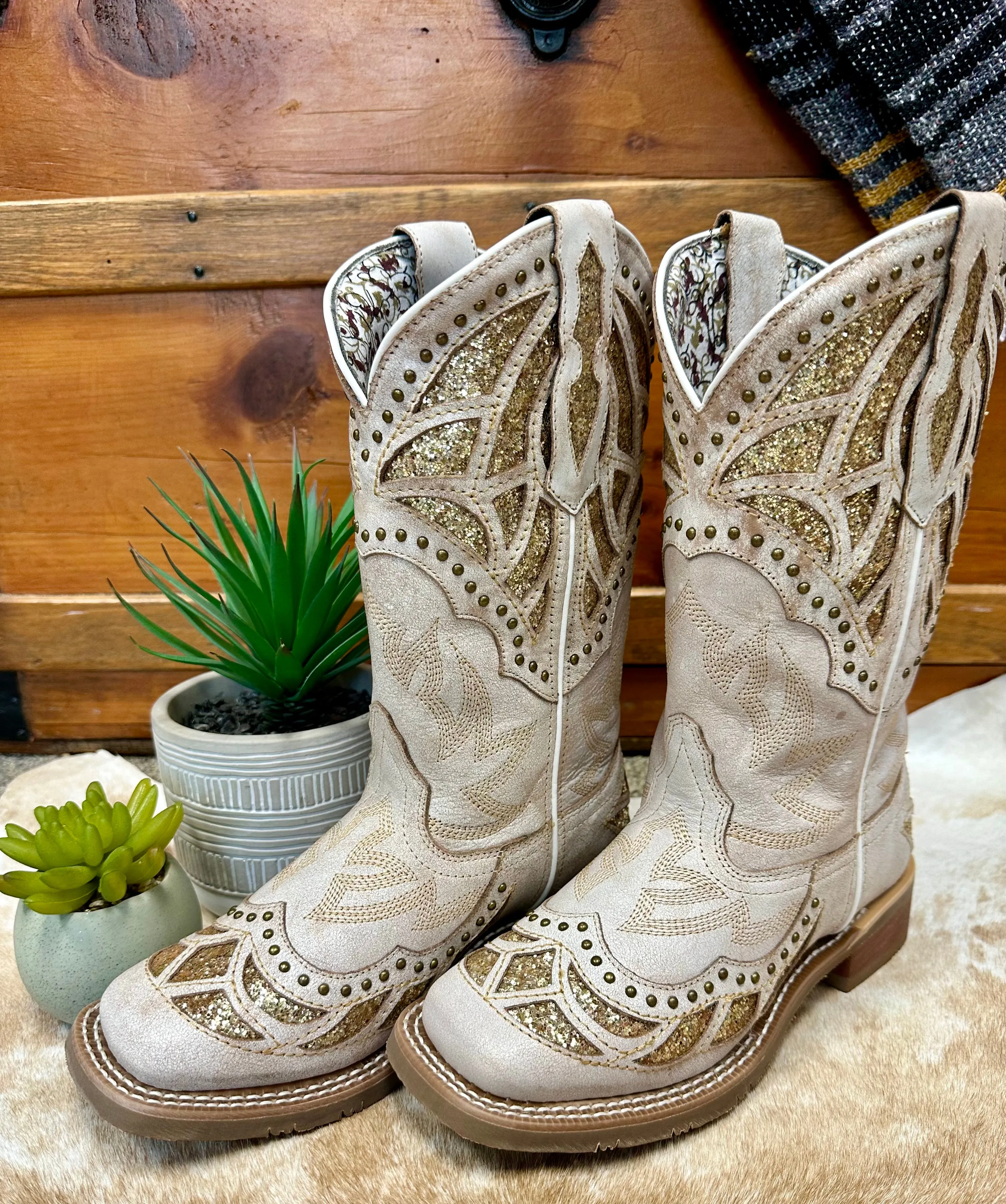 Laredo Bone Eternity Cowgirl Boots with Underlay - Style 5867