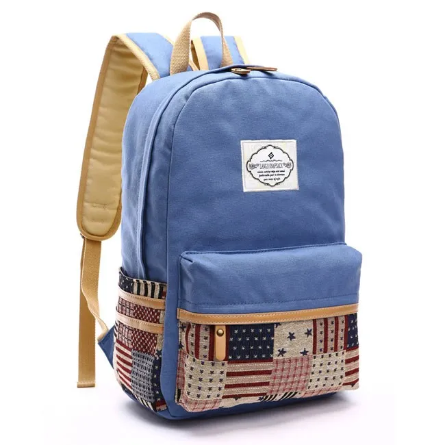 Large Canvas Backpacks for Students - Fresh Star Grid School Bag.