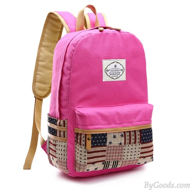 Large Canvas Backpacks for Students - Fresh Star Grid School Bag.