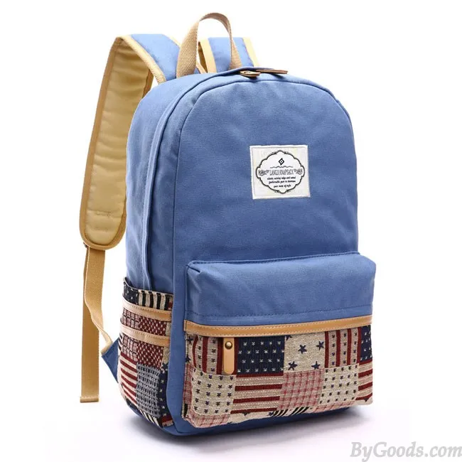 Large Canvas Backpacks for Students - Fresh Star Grid School Bag.