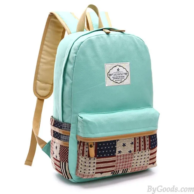 Large Canvas Backpacks for Students - Fresh Star Grid School Bag.