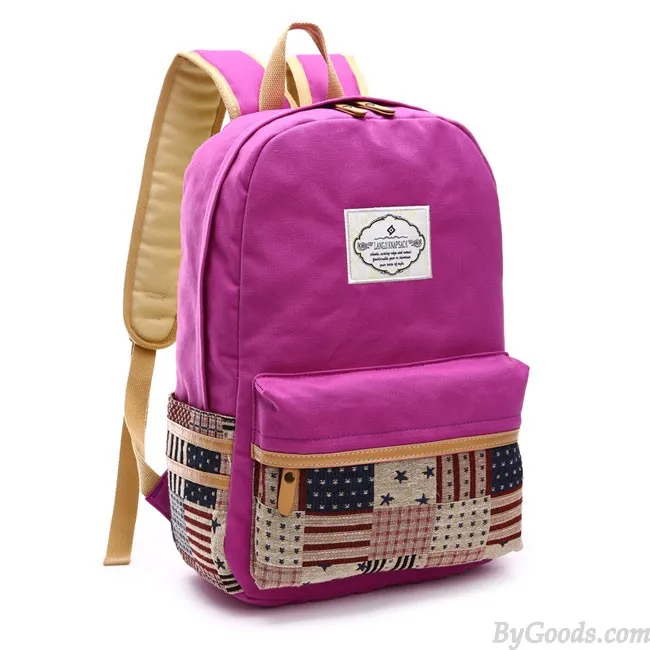 Large Canvas Backpacks for Students - Fresh Star Grid School Bag.