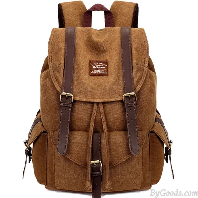 Large Canvas Retro Camping Backpack for Hiking, Travel, and School