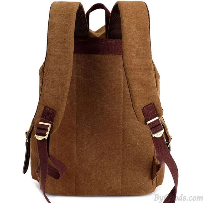 Large Canvas Retro Camping Backpack for Hiking, Travel, and School