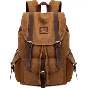 Large Canvas Retro Camping Backpack for Hiking, Travel, and School