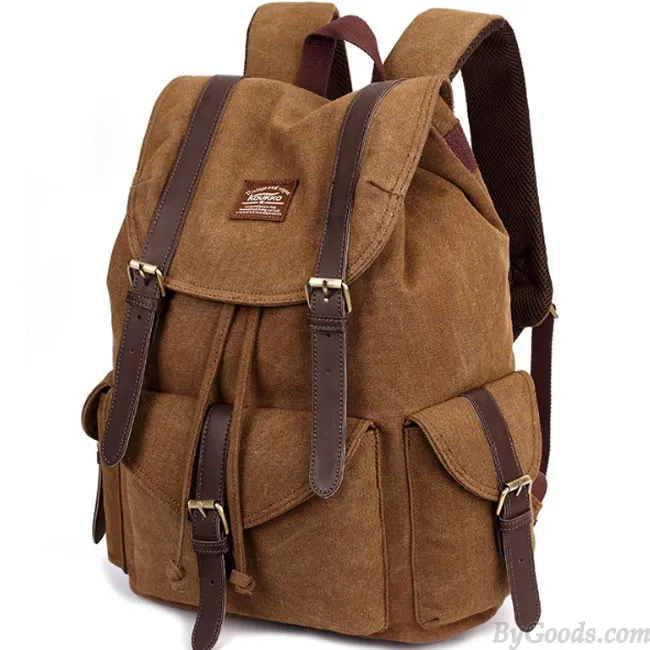 Large Canvas Retro Camping Backpack for Hiking, Travel, and School