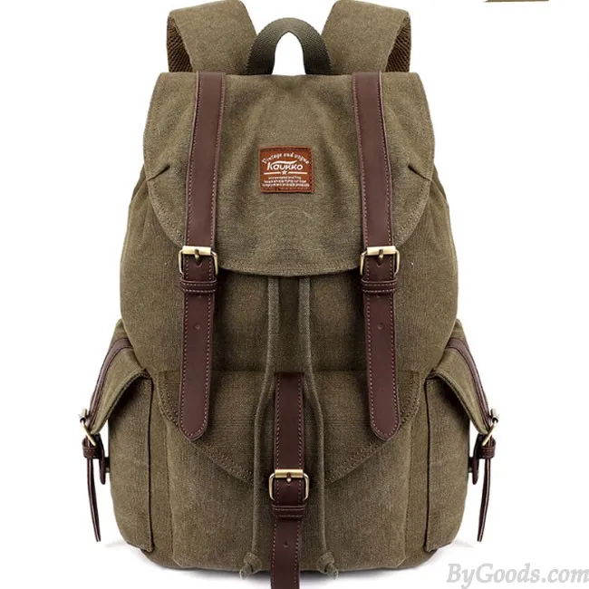 Large Canvas Retro Camping Backpack for Hiking, Travel, and School