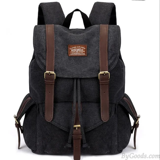 Large Canvas Retro Camping Backpack for Hiking, Travel, and School