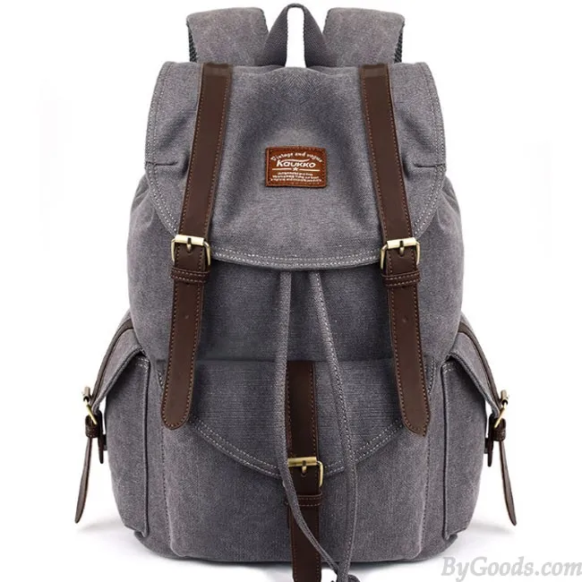 Large Canvas Retro Camping Backpack for Hiking, Travel, and School