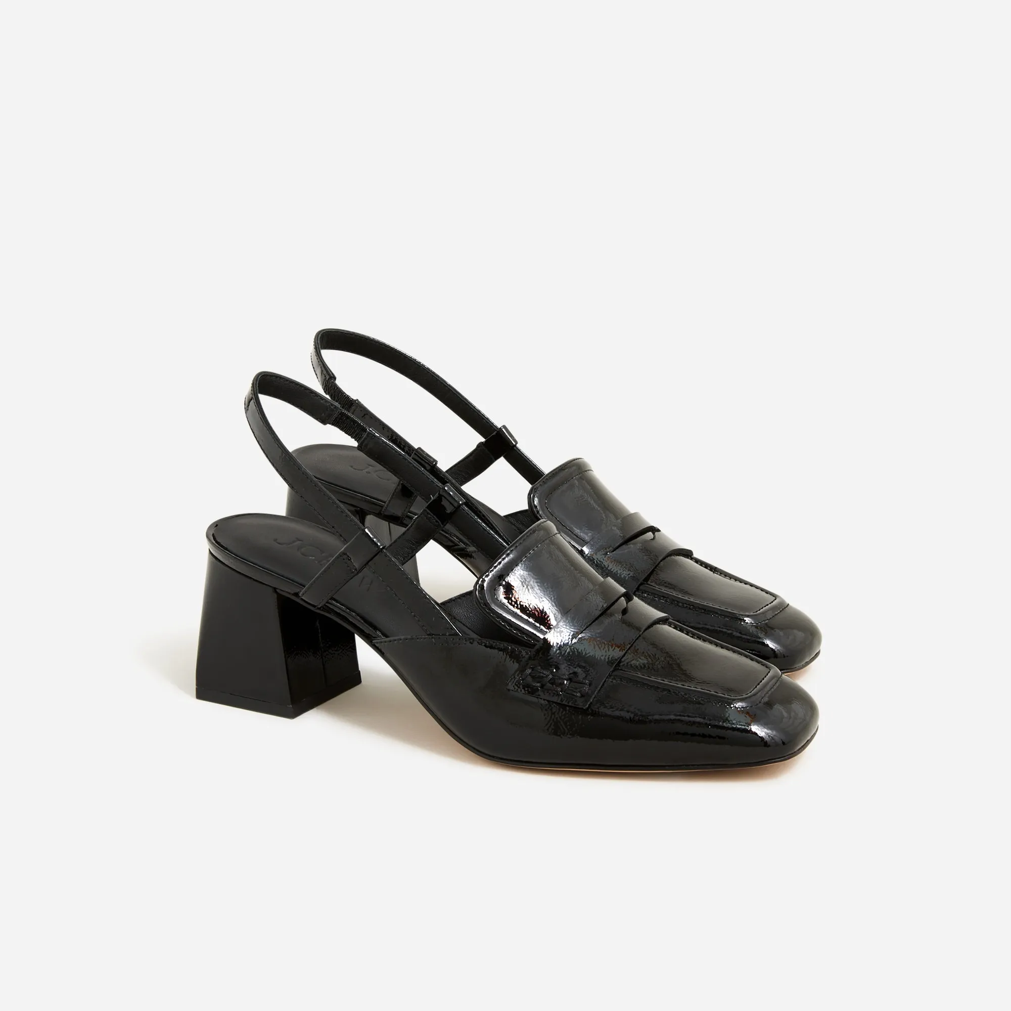 Layne slingback loafer heels in crinkle leather