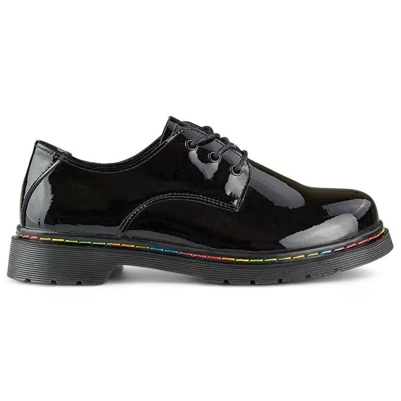 Women's Black Patent Leather Natural Leather Oxfords