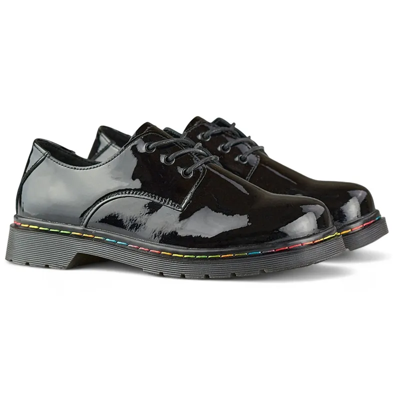 Women's Black Patent Leather Natural Leather Oxfords