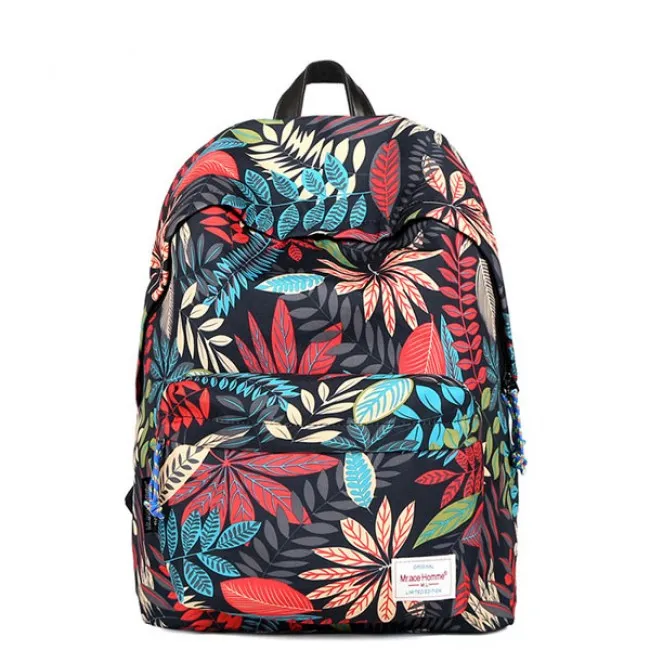 Leisure Canvas Backpacks with Flower Printing