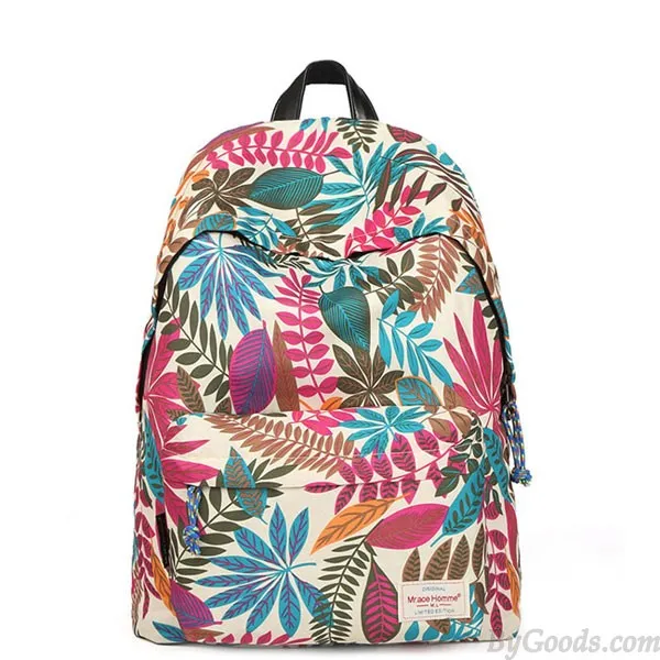 Leisure Canvas Backpacks with Flower Printing