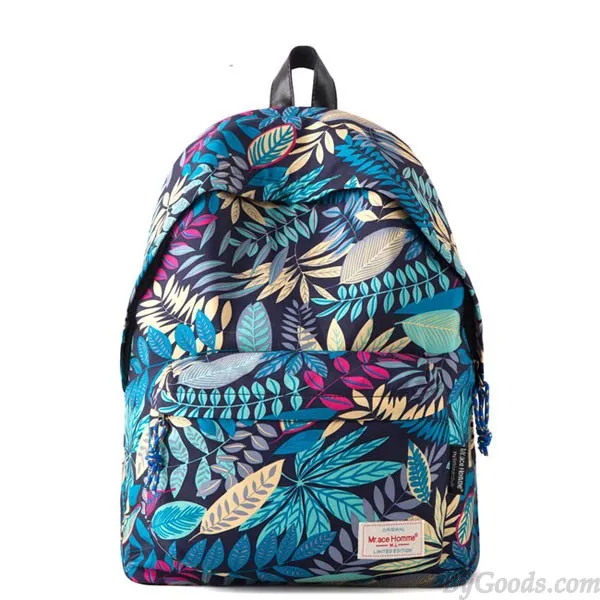 Leisure Canvas Backpacks with Flower Printing