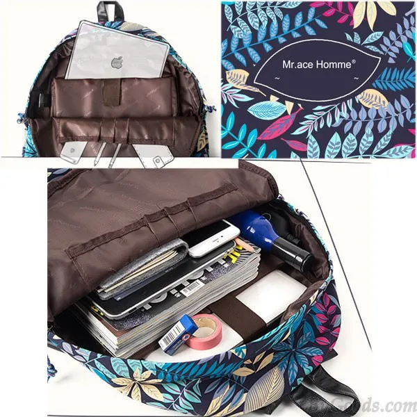 Leisure Canvas Backpacks with Flower Printing