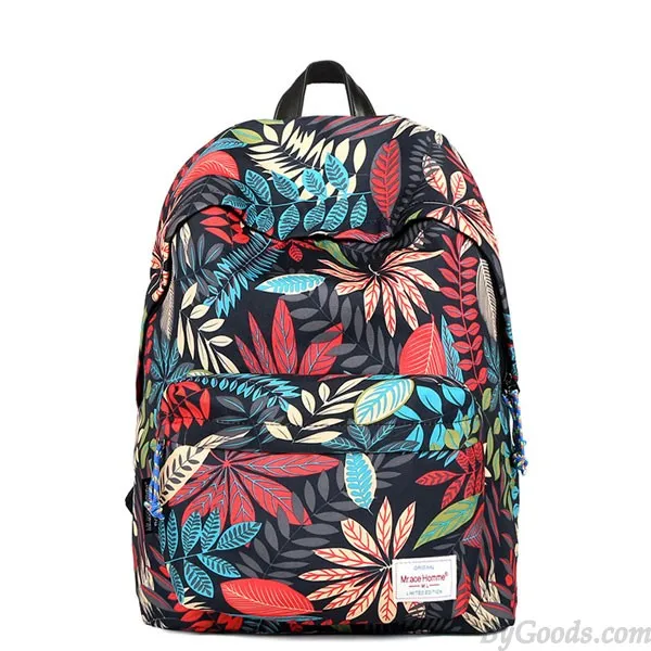 Leisure Canvas Backpacks with Flower Printing