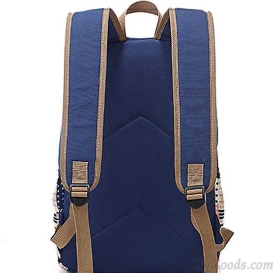 Leisure Flag Patchwork School Canvas Backpacks:  Trendy Leisure Style Flag Patch School Bags