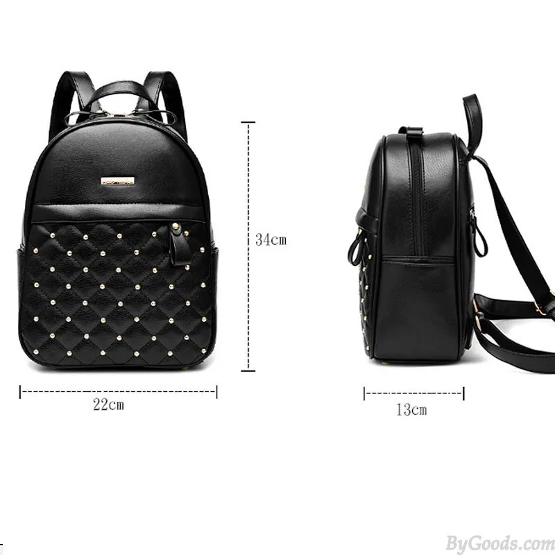 Leisure PU Leather Backpacks for Women - Mini Satchel Daypack