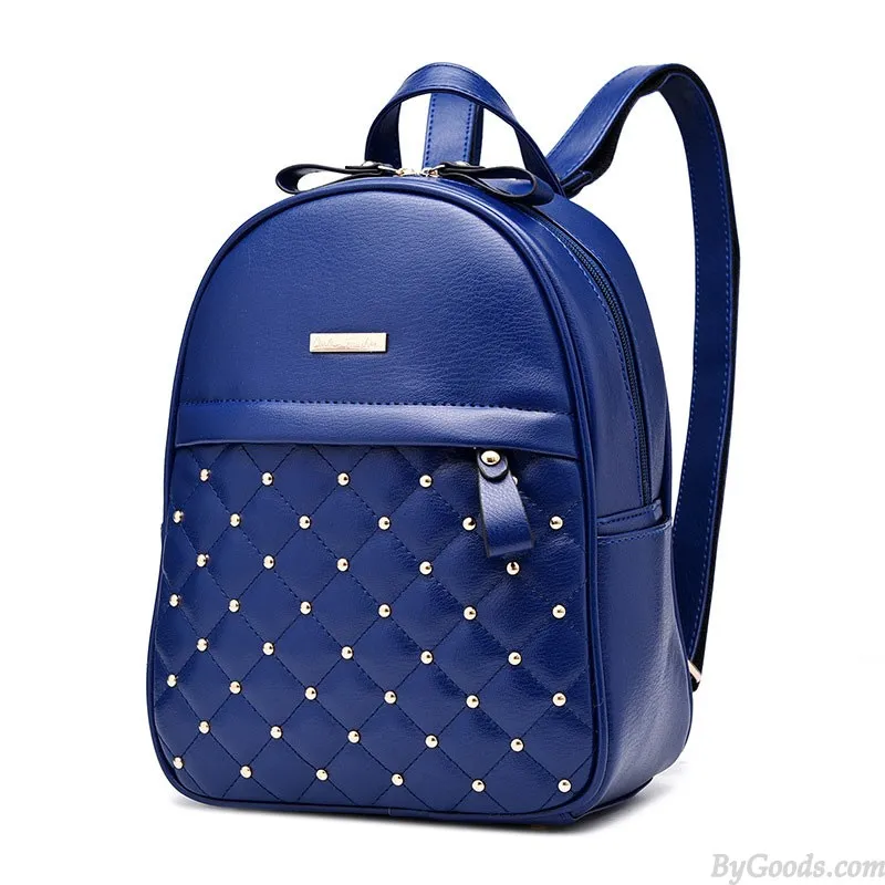 Leisure PU Leather Backpacks for Women - Mini Satchel Daypack