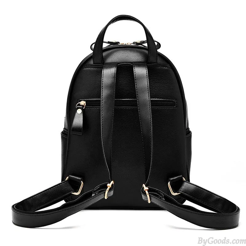 Leisure PU Leather Backpacks for Women - Mini Satchel Daypack