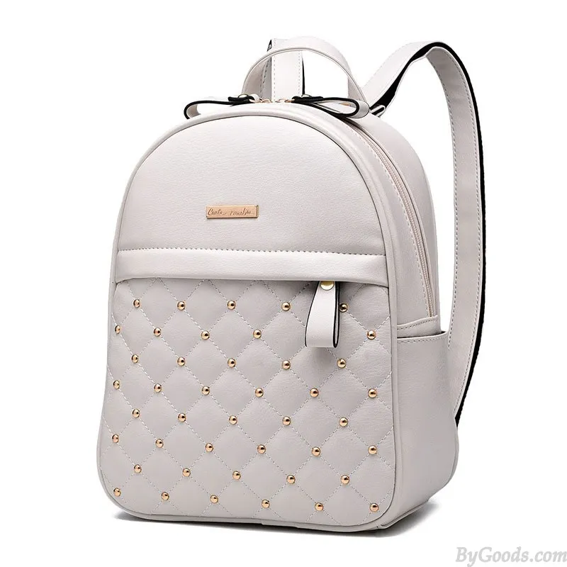 Leisure PU Leather Backpacks for Women - Mini Satchel Daypack