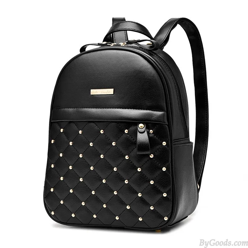 Leisure PU Leather Backpacks for Women - Mini Satchel Daypack