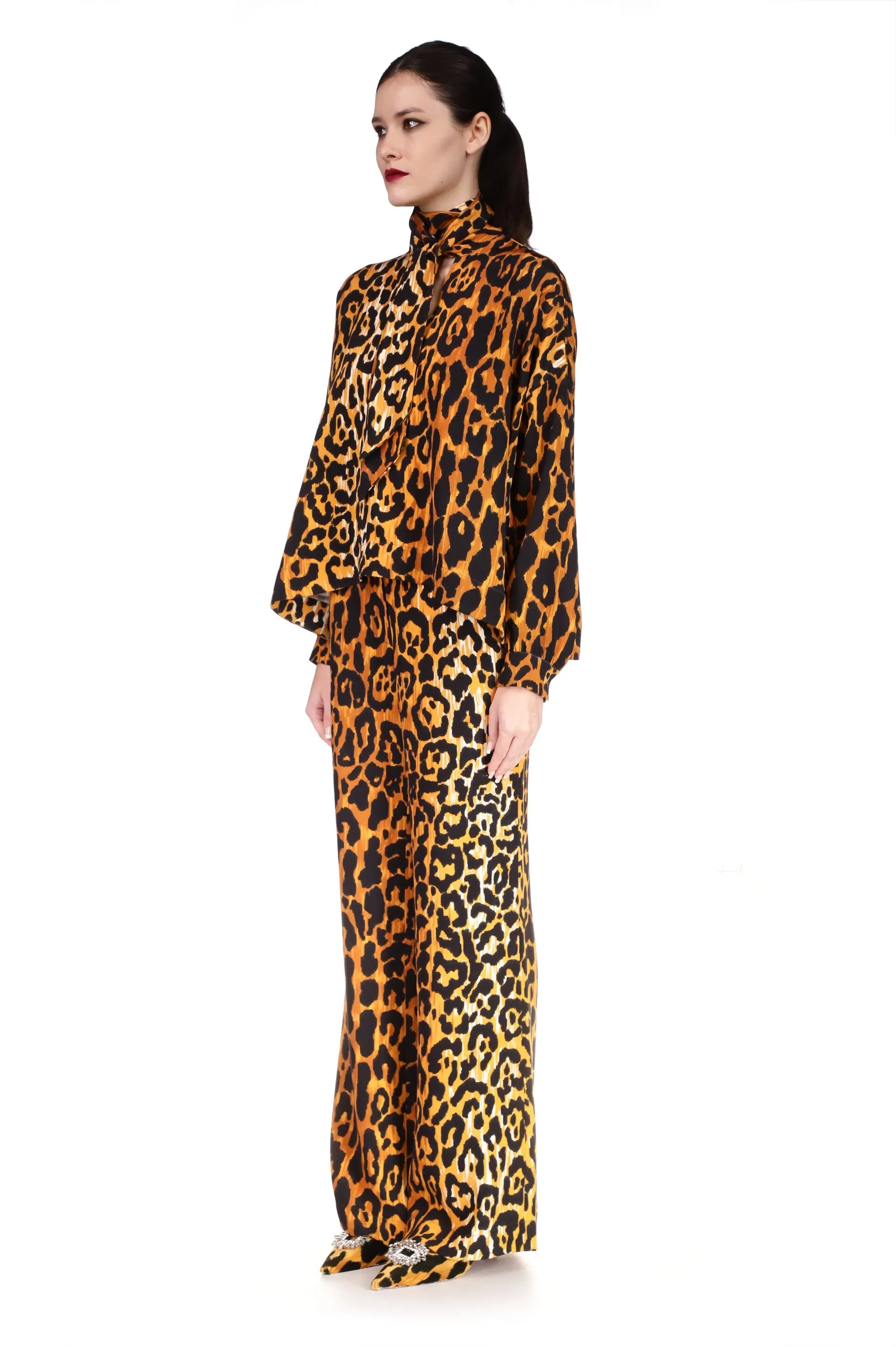 'Leopardo' Wide Leg Trousers