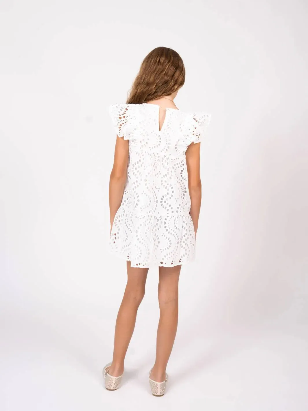 Liam Eyelet Dress | Ivory