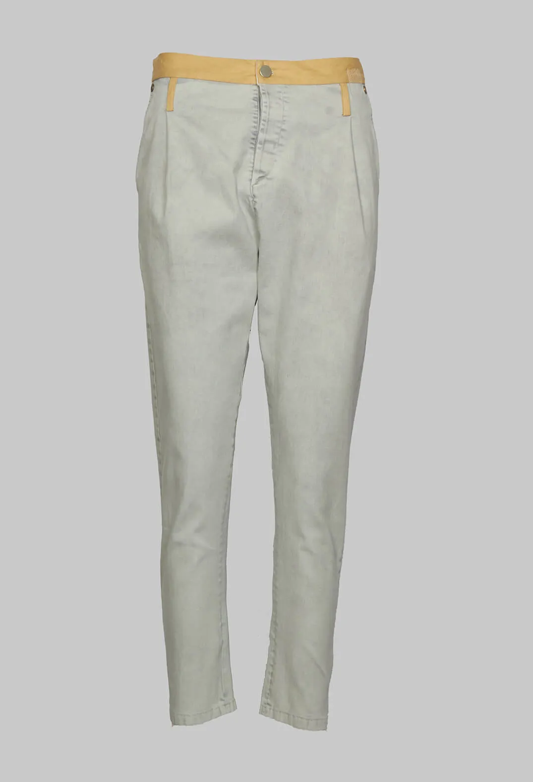 Light Grey Slim Fit Jeans with Contrasting Waistband.