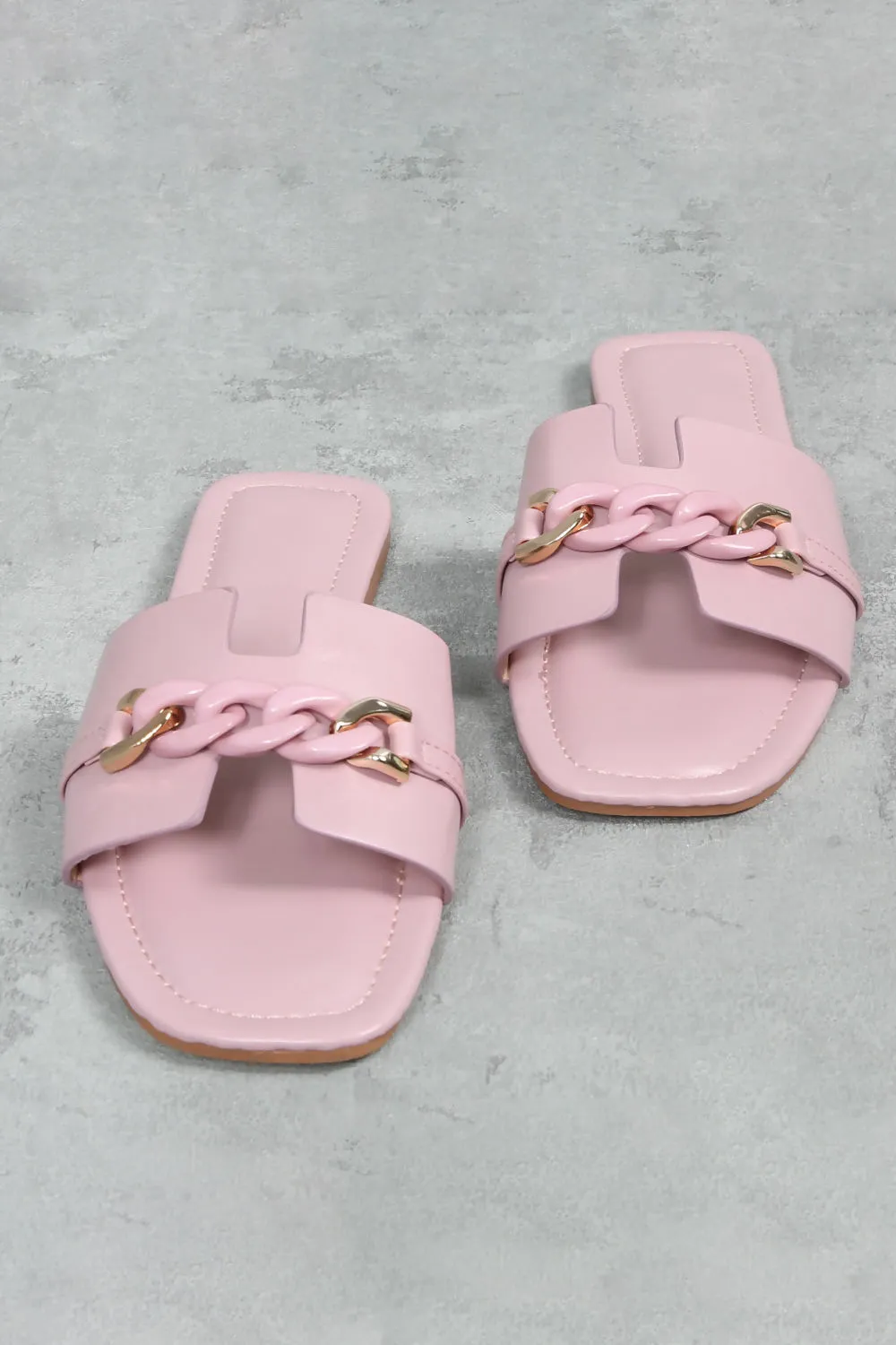 Lilac Chain Detail Flat Sandal